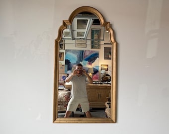 Vintage Baker Furniture Hollywood Regency Gold Giltwood Architectural Arch Wall Mirror