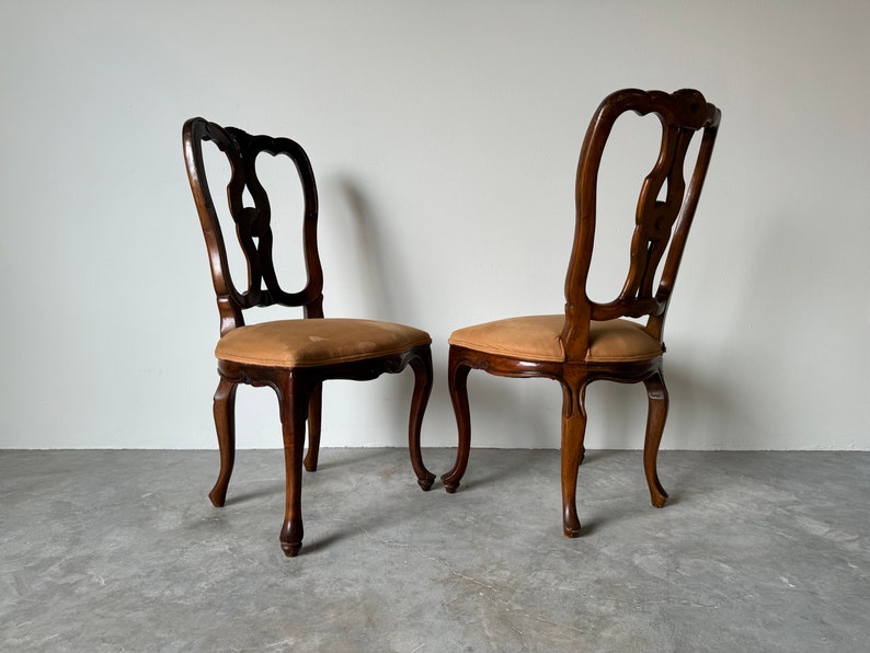 Vintage French Country Style Ribbon Back Dining Chairs A Pair image 9