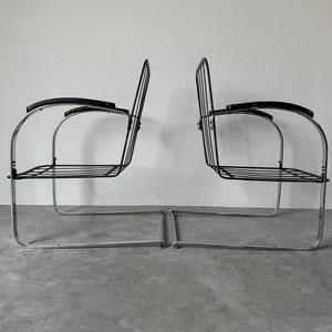 1930s Vintage Kem Weber Deco Chrome Springer Chairs a Pair zdjęcie 9