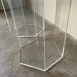 A Pair of Vintage Hexagon Lucite Pedestals, Signed image 7