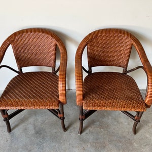 Bryan Ashley International Rattan and Leather Side Chairs a Pair image 4