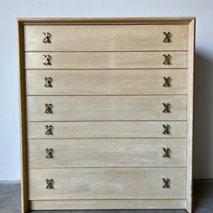 Paul Frankl Tall Dresser High Chest of Drawers With X-Pulls image 6