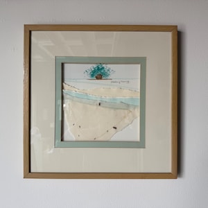 1980’s Vintage  “Shades of Evening”  Mixed Media Collage Landscape Painting by Okaty