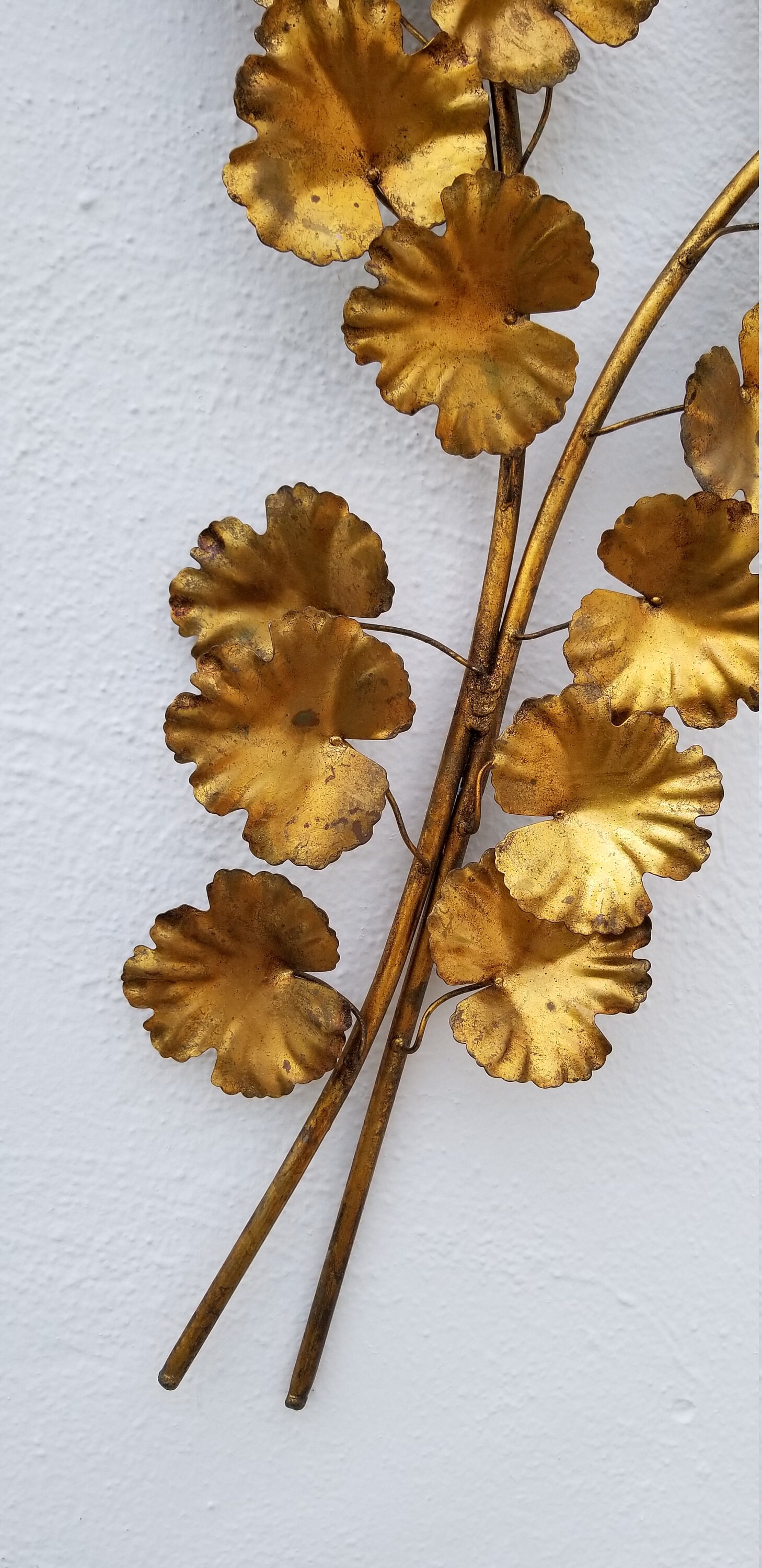 60's Vintage Italian Gold Leaf Metal Wall Sculpture . Etsy
