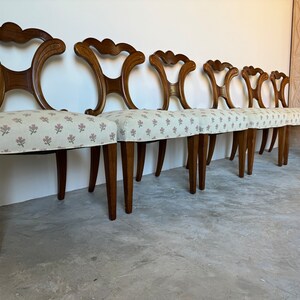 70's Hollywood Regency Biedermeier style Walnut Dining Chairs Set Of 6 image 5