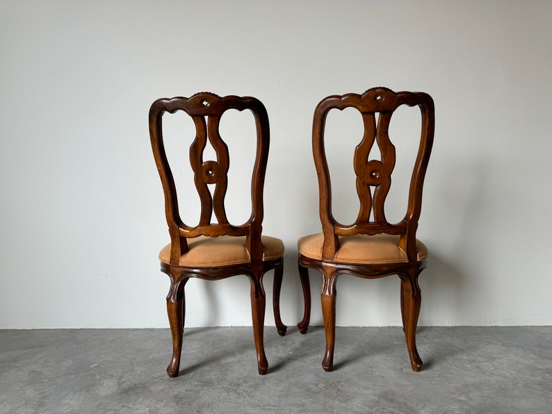 Vintage French Country Style Ribbon Back Dining Chairs A Pair image 8