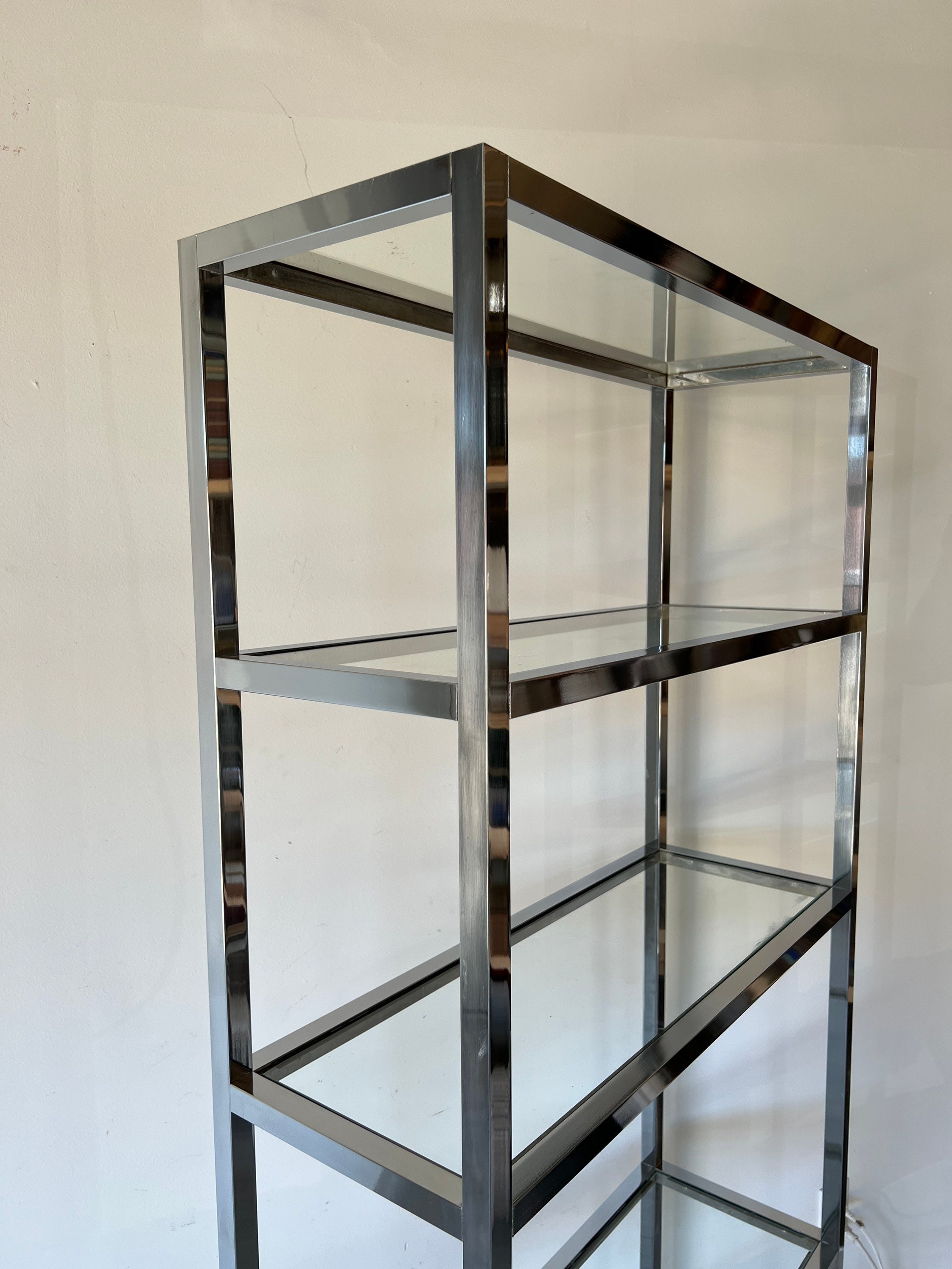 Milo baughman cheap chrome etagere