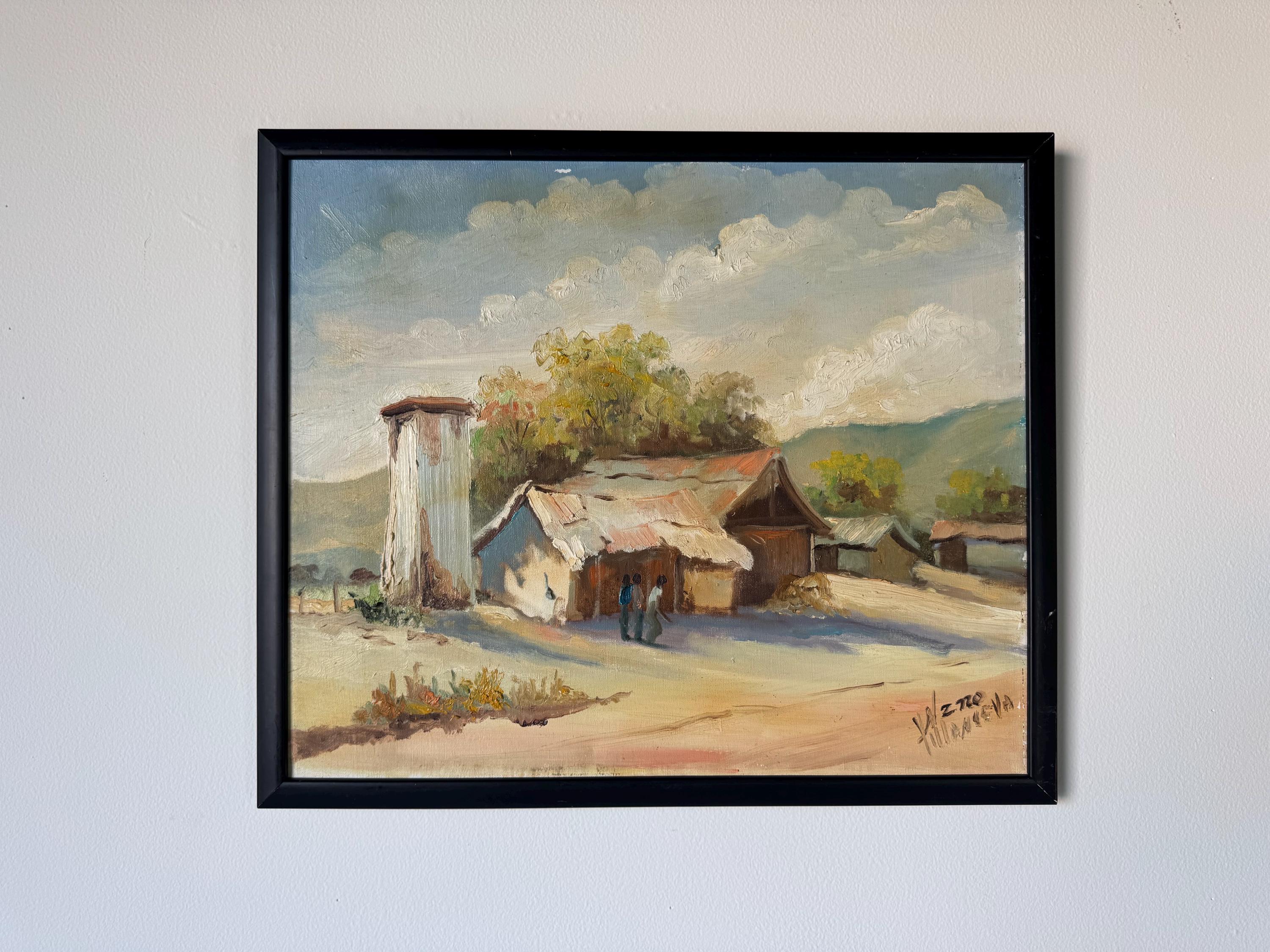 1986 Vintage Impressionist Countryside Landscape Oil Painting by