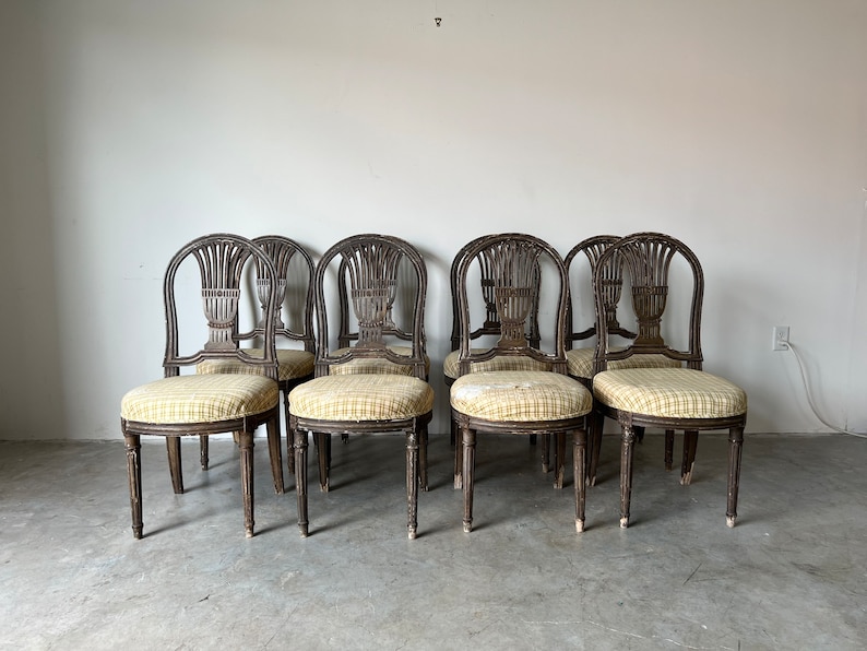 19th Century Antique French Louis XVI Balloon Backs Dining Chairs Set of 8 image 1