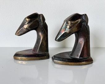 Vintage Art Deco Style Brass Dog Bookends – A Pair