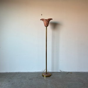 Vintage Sculptural Brass and Ceramic Shade Floor Lamp image 7