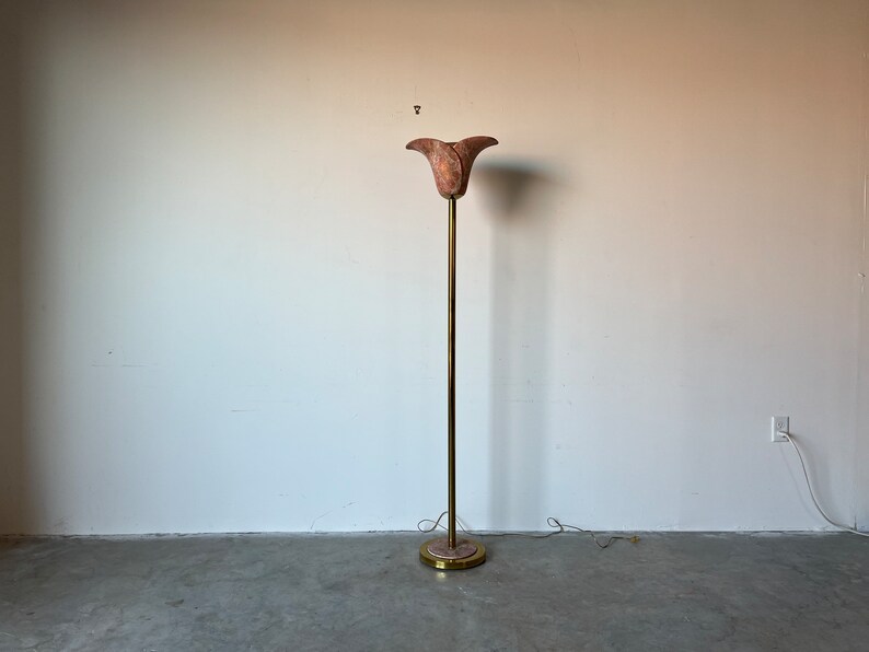 Vintage Sculptural Brass and Ceramic Shade Floor Lamp image 7