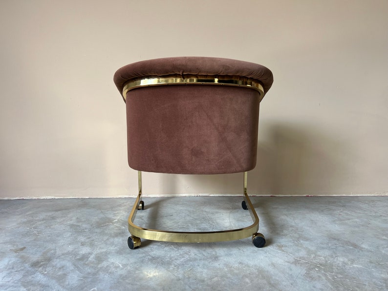 Milo Baughman for Design Institute of America Brass Desk / Club Chair With Casters image 6