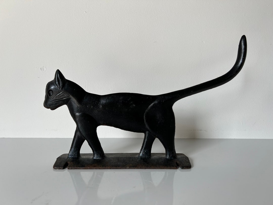 Antique Cast Iron Black Cat Folk Art Boot Scraper Sculpture Etsy