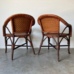 Bryan Ashley International Rattan and Leather Side Chairs a Pair image 8
