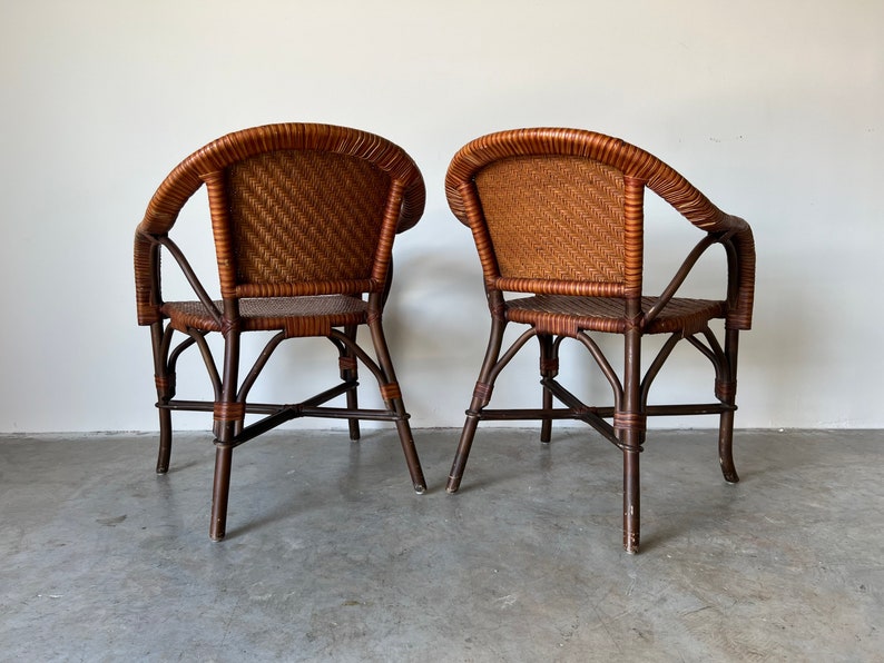 Bryan Ashley International Rattan and Leather Side Chairs a Pair image 8