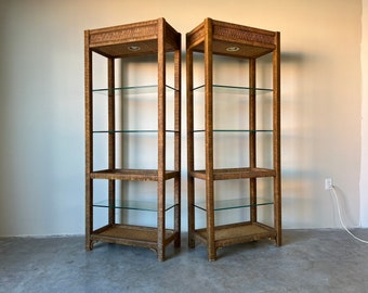 1970s Vintage Henry Link Lighted Etagere - a Pair