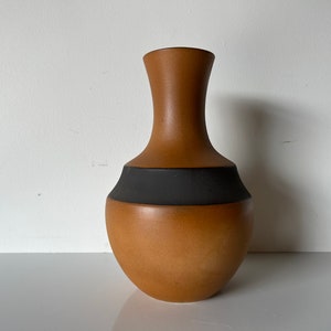 Vintage Organic Brown and Black Matte Glaze Ceramic Vase