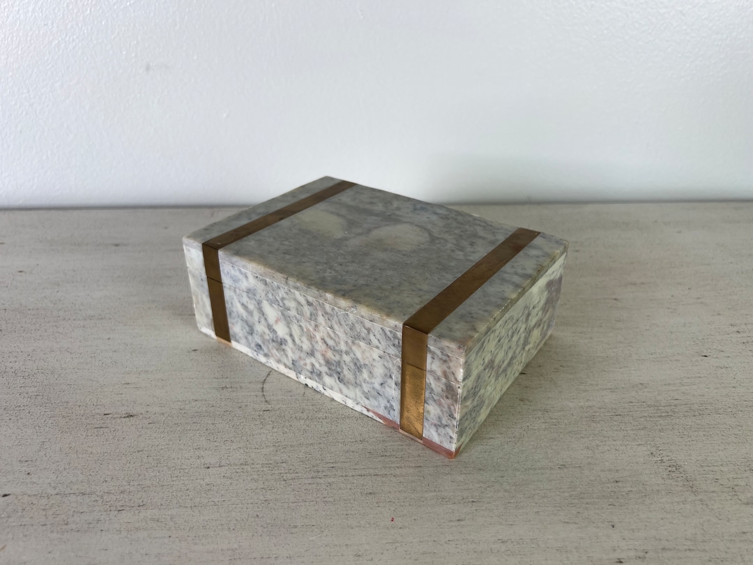 Vintage Marble Storage Box With Accent Brass Etsy