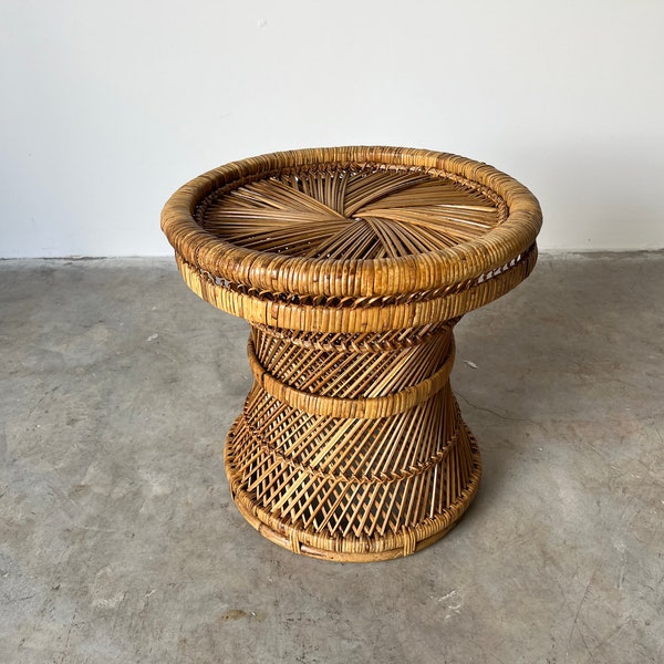 Rattan Side Table Etsy