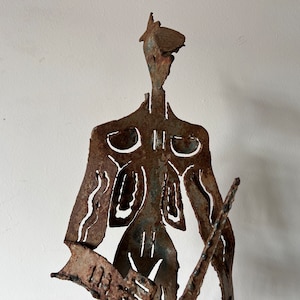Vintage Hand Wrought Iron Brutalist Matador Sculpture image 2