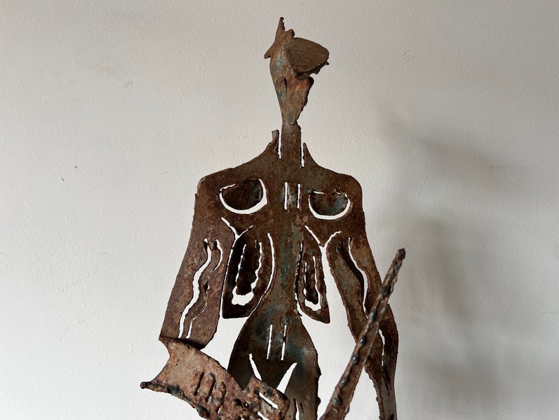 Vintage Hand Wrought Iron Brutalist Matador Sculpture image 2