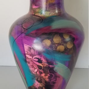 Vintage Abstract Hand Painted Ceramic Vase. image 6