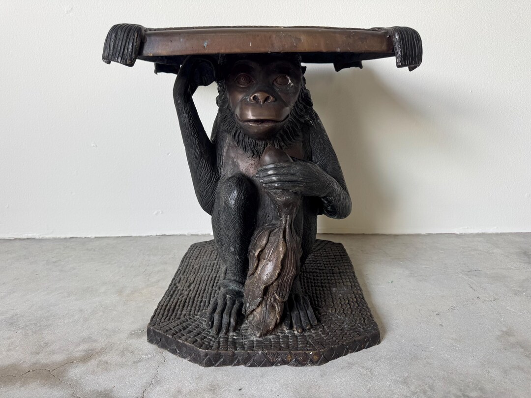 Vintage Maitland Smith Bronze Monkey Stool / Side Table - Etsy