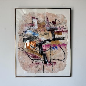 1980&#39;s Vintage Mixed Media Abstract Expressionist Painting, Framed