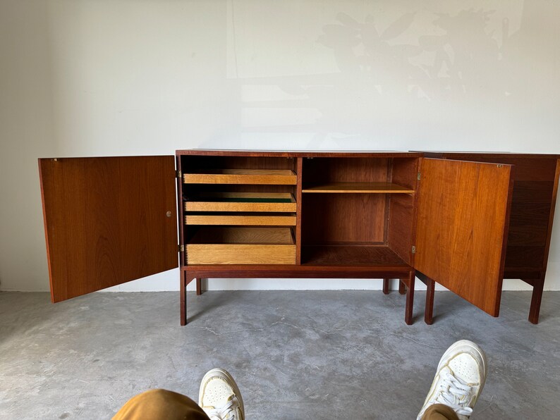 Mid Century France & Son Danish Teak Sideboard And Nightstand image 8