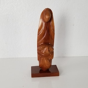 Italian Vintage Hand Carved Wood Abstract Sculpture . image 1