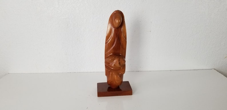 Italian Vintage Hand Carved Wood Abstract Sculpture . image 1