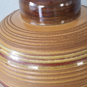 Mid-Century Textural Striped Pottery Table Lamp. image 6