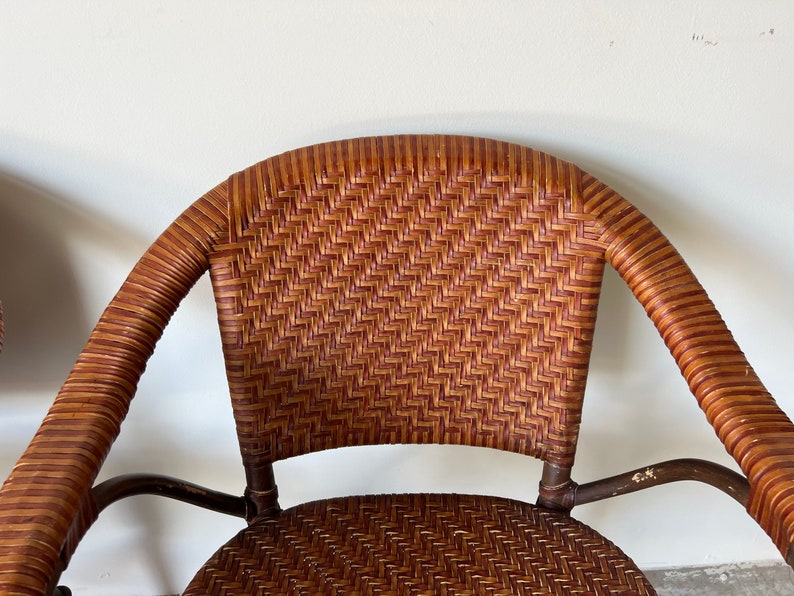 Bryan Ashley International Rattan and Leather Side Chairs a Pair image 5