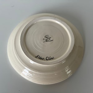 Vintage White and Black Ceramic Glazed Decorative Plate, Signed image 5