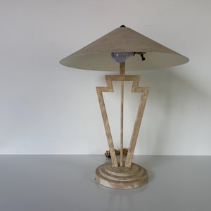 1980s Postmodern Sculptural  Geometric Table Lamp with  Metal Shade