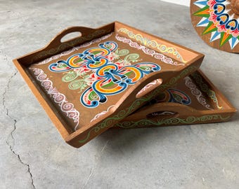 Vintage Joaquin Chaverri Costa Rican Folk Art Hand-painted Ox Cart