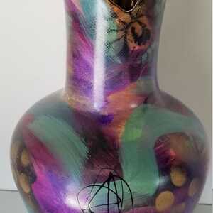 Vintage Abstract Hand Painted Ceramic Vase. image 3