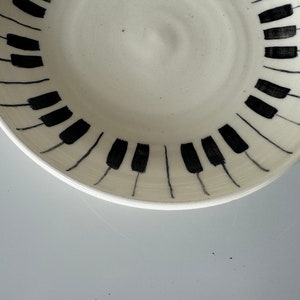 Vintage White and Black Ceramic Glazed Decorative Plate, Signed image 3