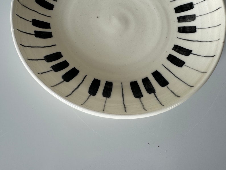 Vintage White and Black Ceramic Glazed Decorative Plate, Signed image 3