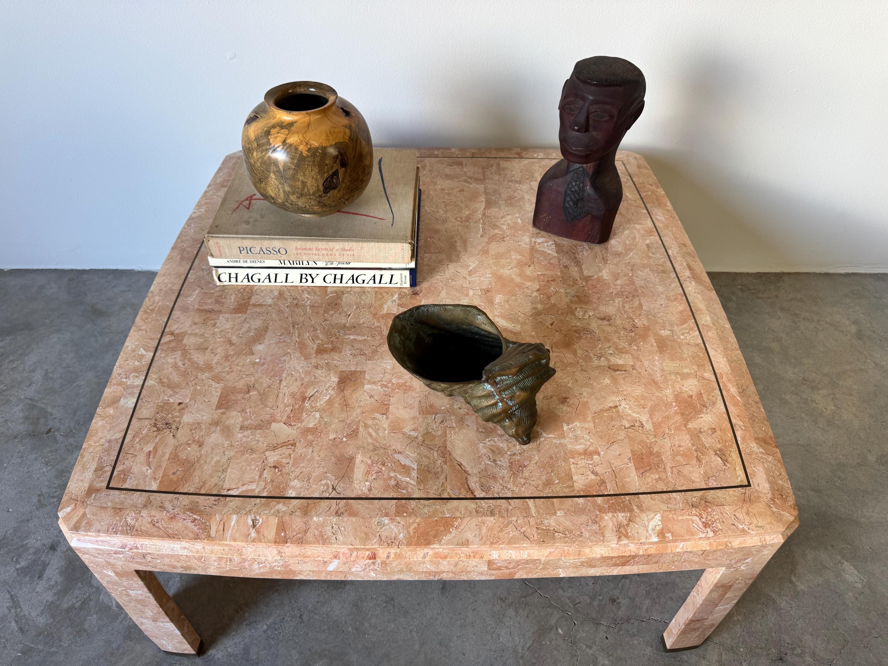 1980s Vintage Maitland Smith Style Tessellated Stone Coffee Table