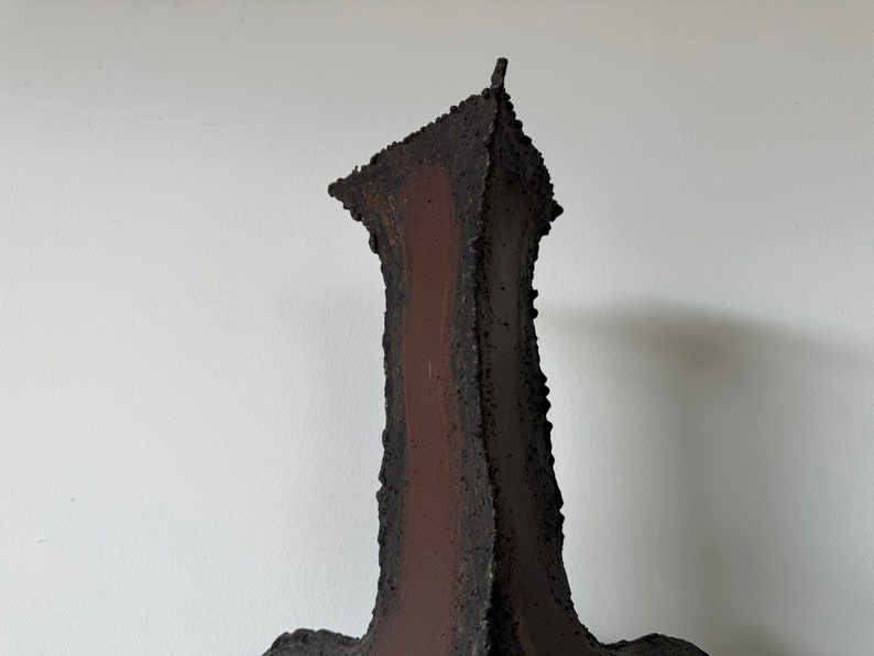 Vintage Art Torch Cut Brutalist Metal Vase Sculpture image 8