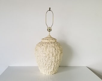 1980's Large Vintage Brutalist Texture Decorative Ceramic Table Lamp.