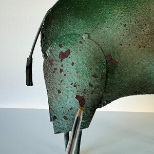 Vintage Brutalist Folk Art Metal Bull Sculpture image 9