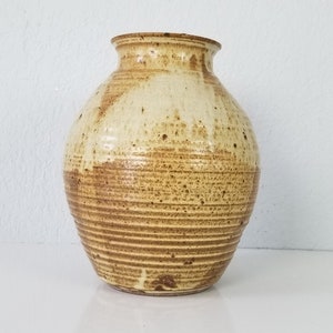 1980s Mid Century Studio Art Pottery Drip Glaze Vase, Signed image 5