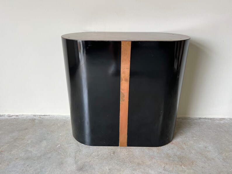 1980s Postmodern Black Laminate and Copper Dining / Console Table Base image 6