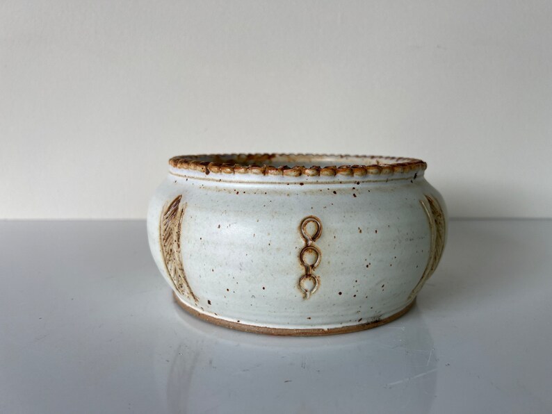 Vintage Organic Speckled Glazed Pottery Bowl image 4