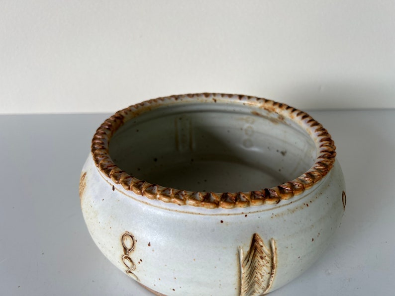Vintage Organic Speckled Glazed Pottery Bowl image 9