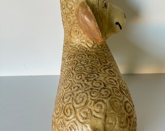 Vintage Hand Carved Wood Sheep Sculpture - Etsy 日本
