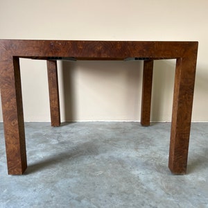 Mid-Century Modern Milo Baughman Parsons Style Burl Wood Dining Table image 4